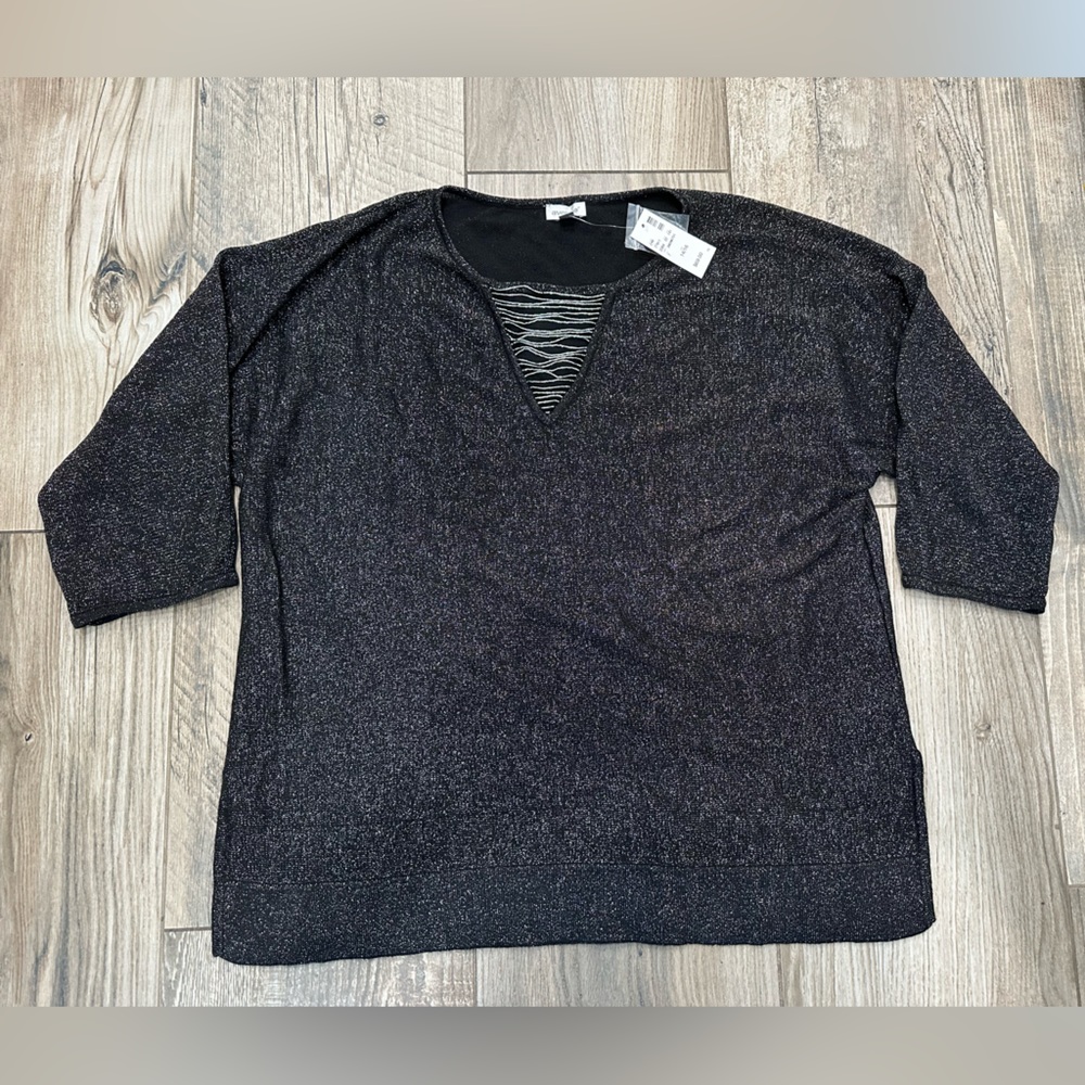 Avenue black shimmer top 14/16 NWT